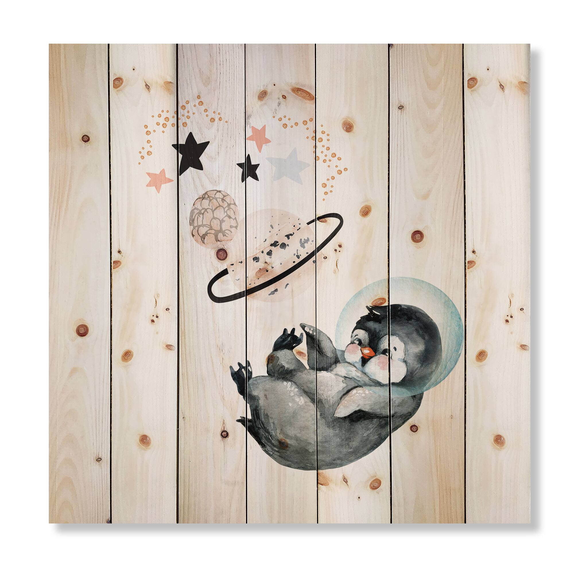 Designart - Little Penguin With Stars and Planets I